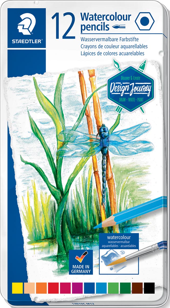 Boite de 12 crayons aquarellables Design Journey