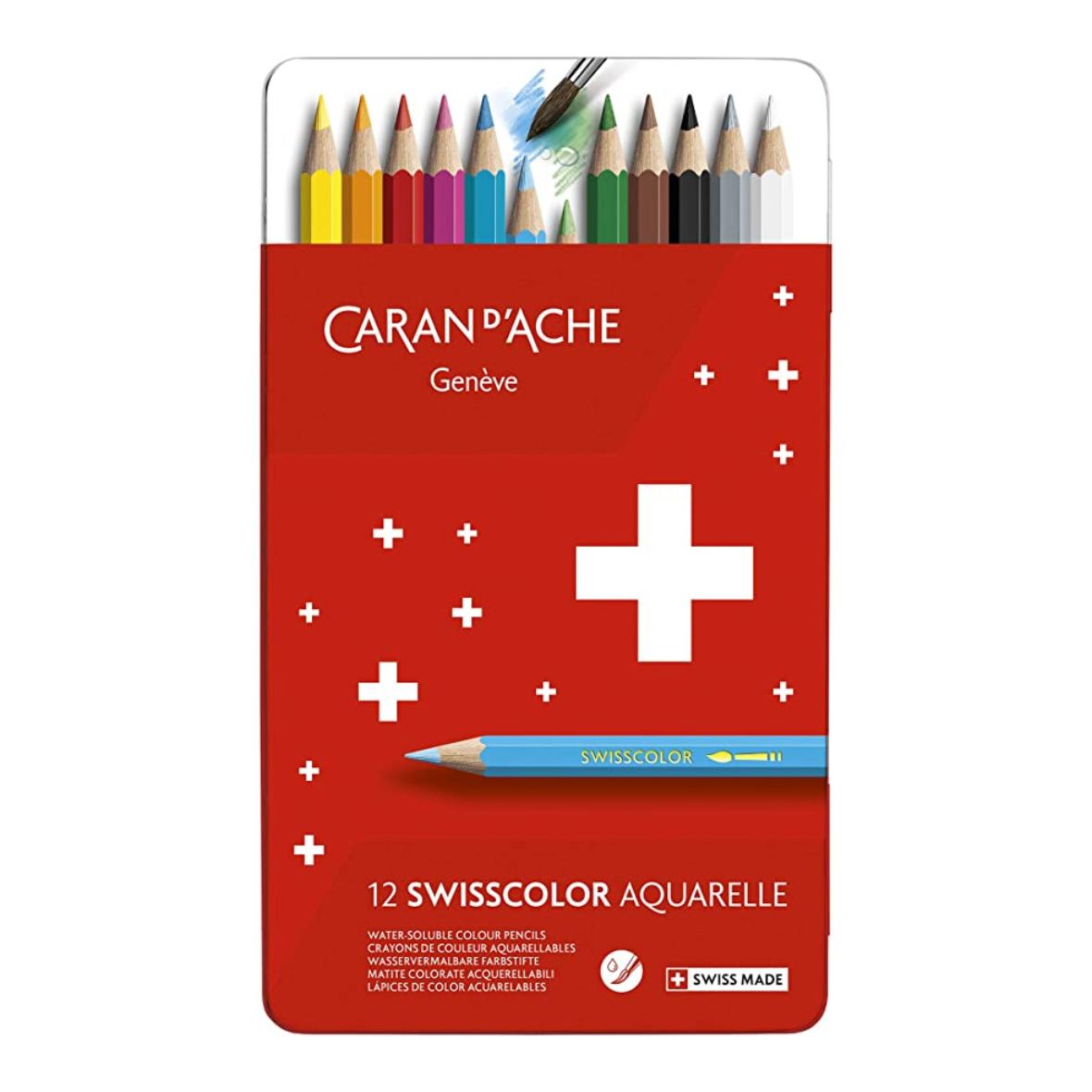 Etui métal de 12 Crayons Aquarellables Swisscolor