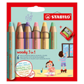 Boîte de 6 crayons de couleur pastel Woody