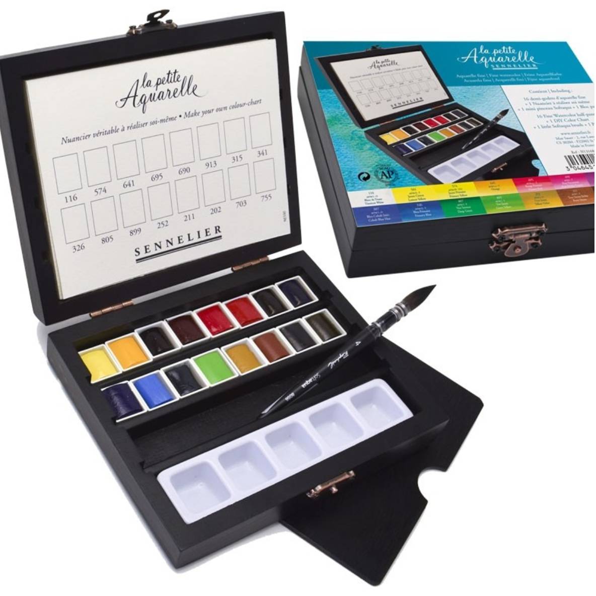 Coffret en bois de 16 1/2 godets 'La petite aquarelle'
