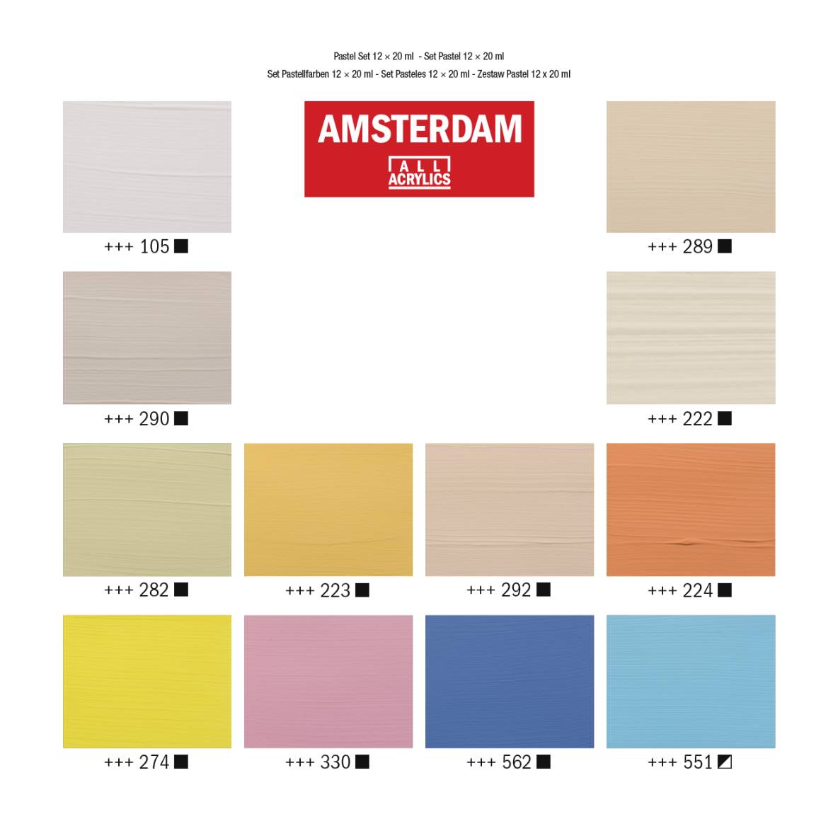 Boîte de 12x20ml acrylique Amsterdam Pastel