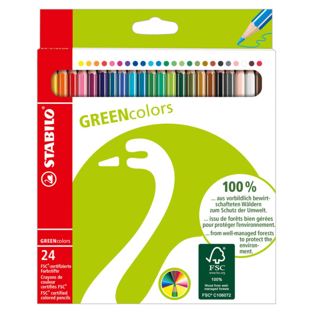 Pochette de 24 crayons de couleur GREENcolors