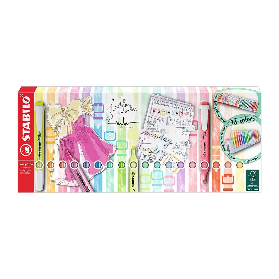 Deskset de 18 surligneurs Swing Cool