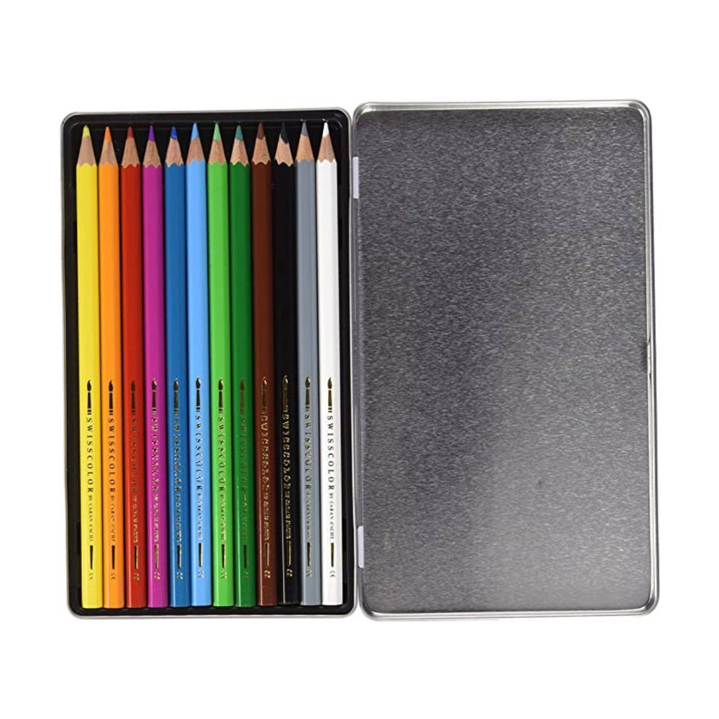 Etui métal de 12 Crayons Aquarellables Swisscolor