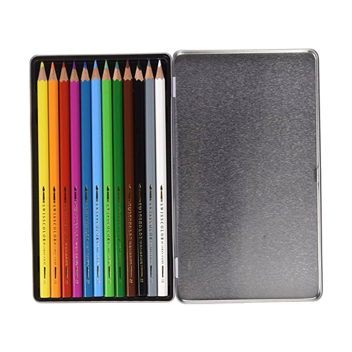 Etui métal de 12 Crayons Aquarellables Swisscolor