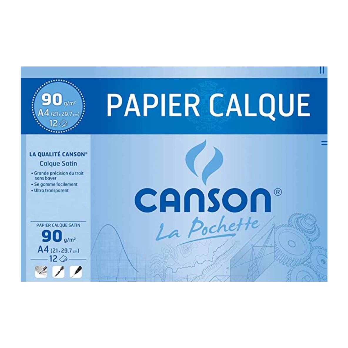 Pochette de 12 feuilles de papier calque