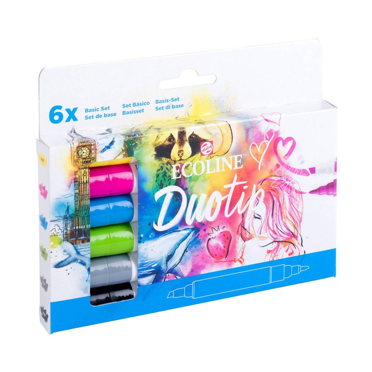 Set de 6 marqueurs Ecoline double pointe